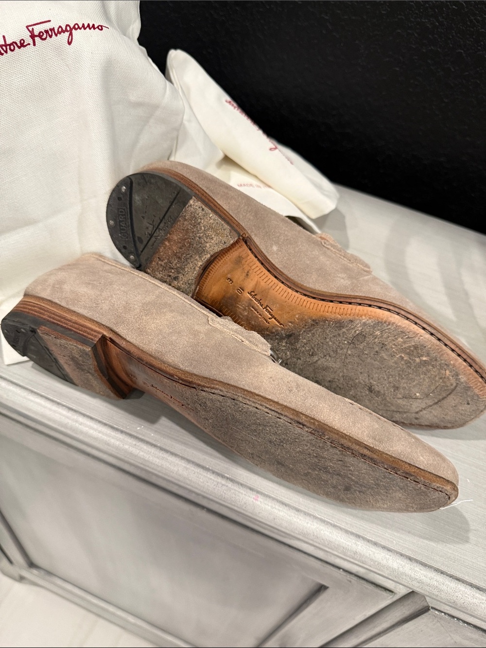 Salvatore Ferragamo Taupe Suede Bit-Trim Loafers. Price is Firm - Picture 6 of 9